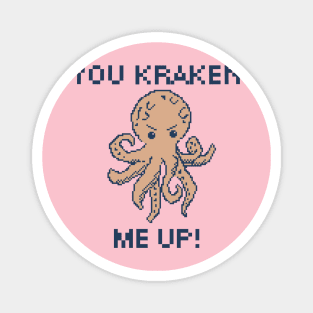 You Kraken Me Up! 8-Bit Pixel Art Giant Squid Magnet